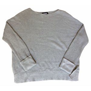 Express Small Gray Grey Waffle Knit Pull Over Sweater Side Slits Top Sweatshirt